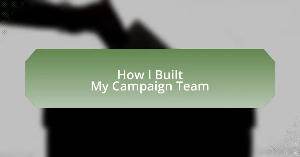 How I Built My Campaign Team