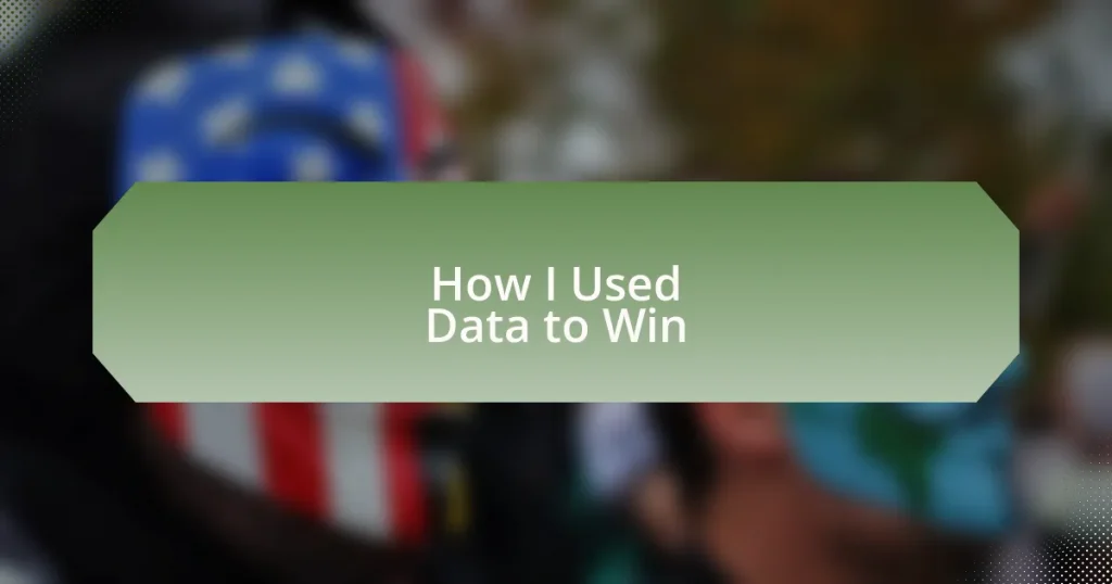 How I Used Data to Win