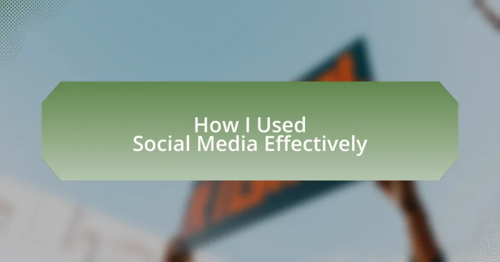How I Used Social Media Effectively